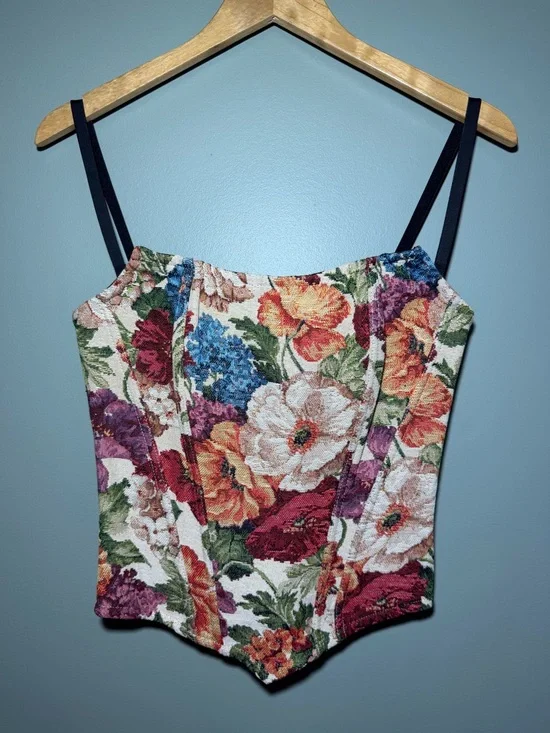COMMENSE Floral Tapestry Corset Top - Size M - Picture 2 of 8